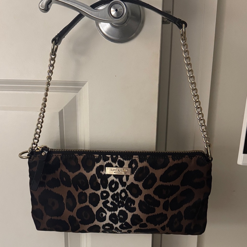 Kate spade Leopard Print Shoulder Bag with Gold Chain